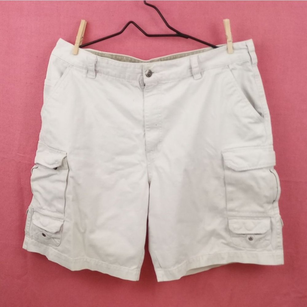 Vintage Izod Cargo Shorts Men's Size 38 Cotton tan zipper snap